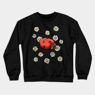 Ladybug Chamomile Marguerites Retro Daisies Flower Gardeners Crewneck Sweatshirt